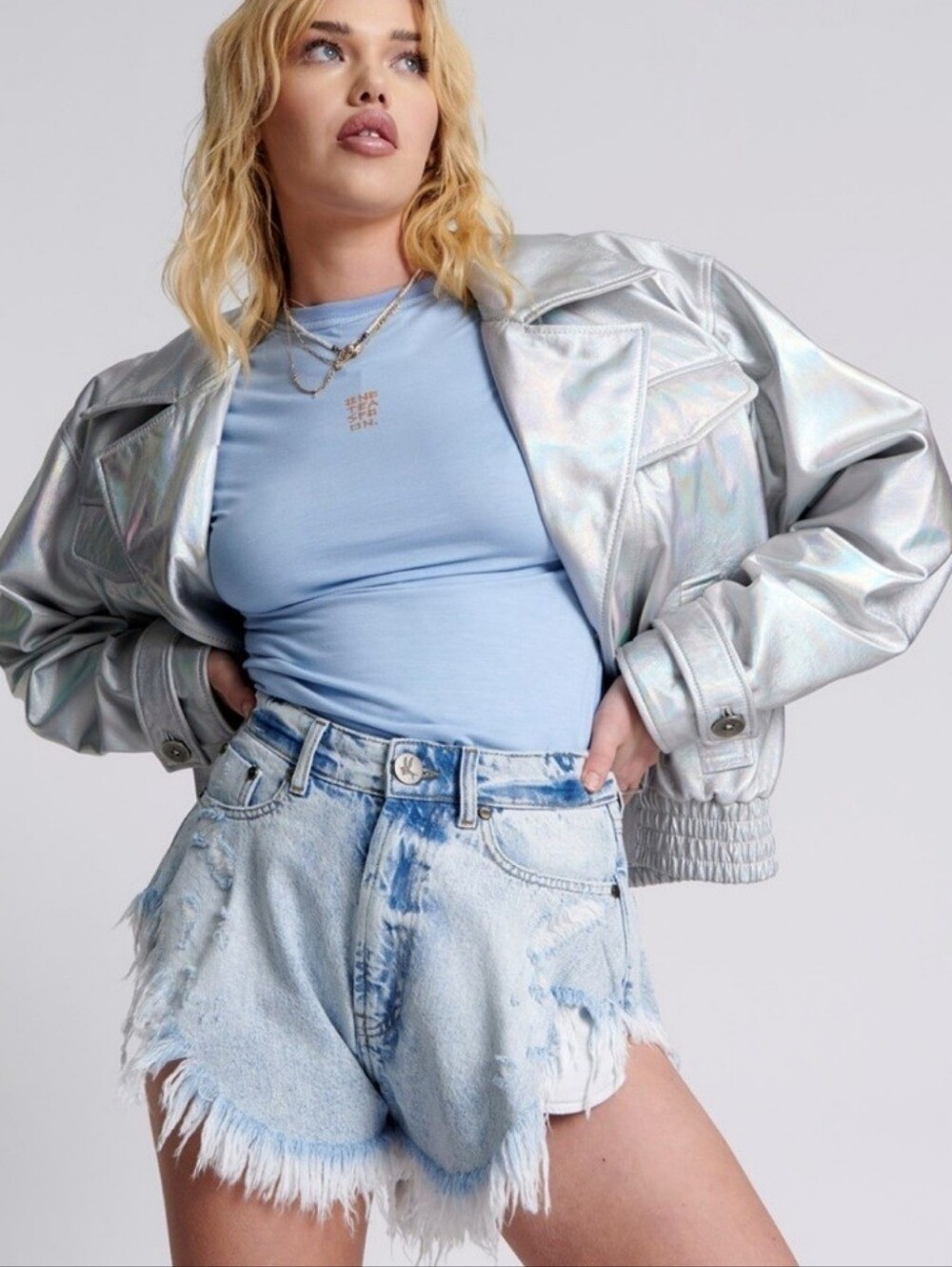 One Teaspoon Scouts Distressed Denim Shorts Light Wash Frayed Hem Size 25